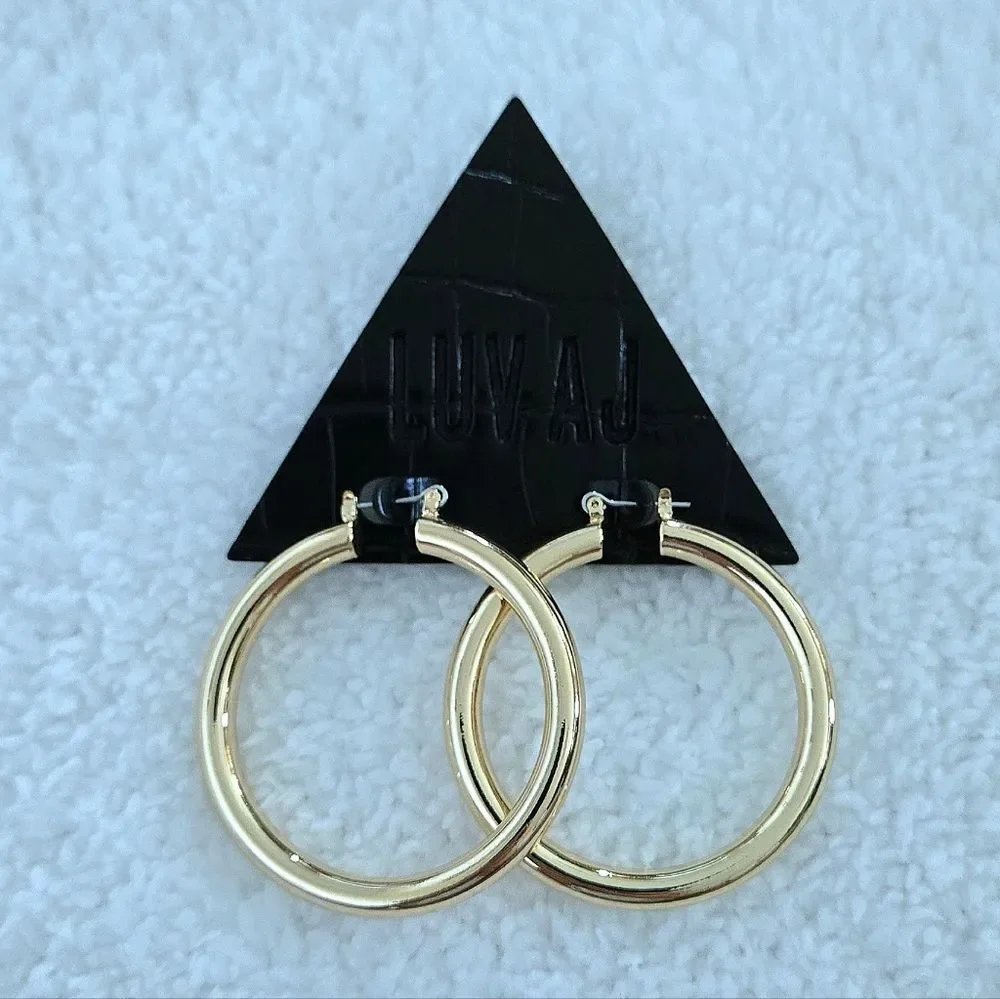 Luv AJ Gold💛 Amalfi Hollow Tube Hoop Earrings - NWT